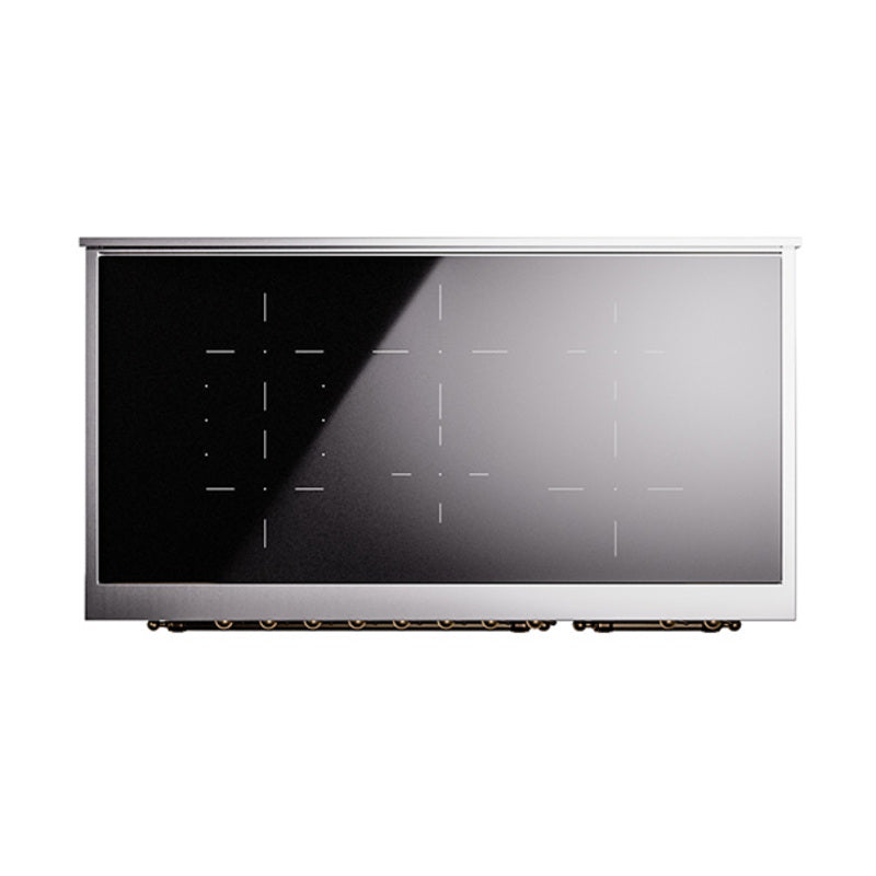Black induction cooktop glass panel with touch control zone markings