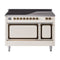 ILVE Nostalgie II Noblesse 48-Inch Induction Range with Solid Door Oven in Antique White with Bronze Trim (UNI486QNMPAWB)
