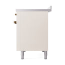 ILVE Nostalgie II Noblesse 48-Inch Induction Range with Solid Door Oven in Antique White with Bronze Trim (UNI486QNMPAWB)