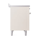 ILVE Nostalgie II Noblesse 48-Inch Induction Range with Solid Door Oven in Antique White with Chrome Trim (UNI486QNMPAWC)