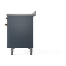 ILVE Nostalgie II Noblesse 48-Inch Induction Range with Solid Door Oven in Blue Grey with Brass Trim (UNI486QNMPBGG)