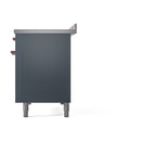ILVE Nostalgie II Noblesse 48-Inch Induction Range with Solid Door Oven in Blue Grey with Copper Trim (UNI486QNMPBGP)