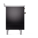 ILVE Nostalgie II Noblesse 48-Inch Induction Range with Solid Door Oven in Glossy Black with Bronze Trim (UNI486QNMPBKB)