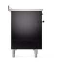 ILVE Nostalgie II Noblesse 48-Inch Induction Range with Solid Door Oven in Glossy Black with Chrome Trim (UNI486QNMPBKC)