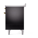 ILVE Nostalgie II Noblesse 48-Inch Induction Range with Solid Door Oven in Glossy Black with Brass Trim (UNI486QNMPBKG)