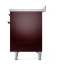 ILVE Nostalgie II Noblesse 48-Inch Induction Range with Solid Door Oven in Burgundy with Chrome Trim (UNI486QNMPBUC)