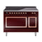 ILVE Nostalgie II Noblesse 48-Inch Induction Range with Solid Door Oven in Burgundy with Copper Trim (UNI486QNMPBUP)