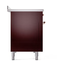 ILVE Nostalgie II Noblesse 48-Inch Induction Range with Solid Door Oven in Burgundy with Copper Trim (UNI486QNMPBUP)
