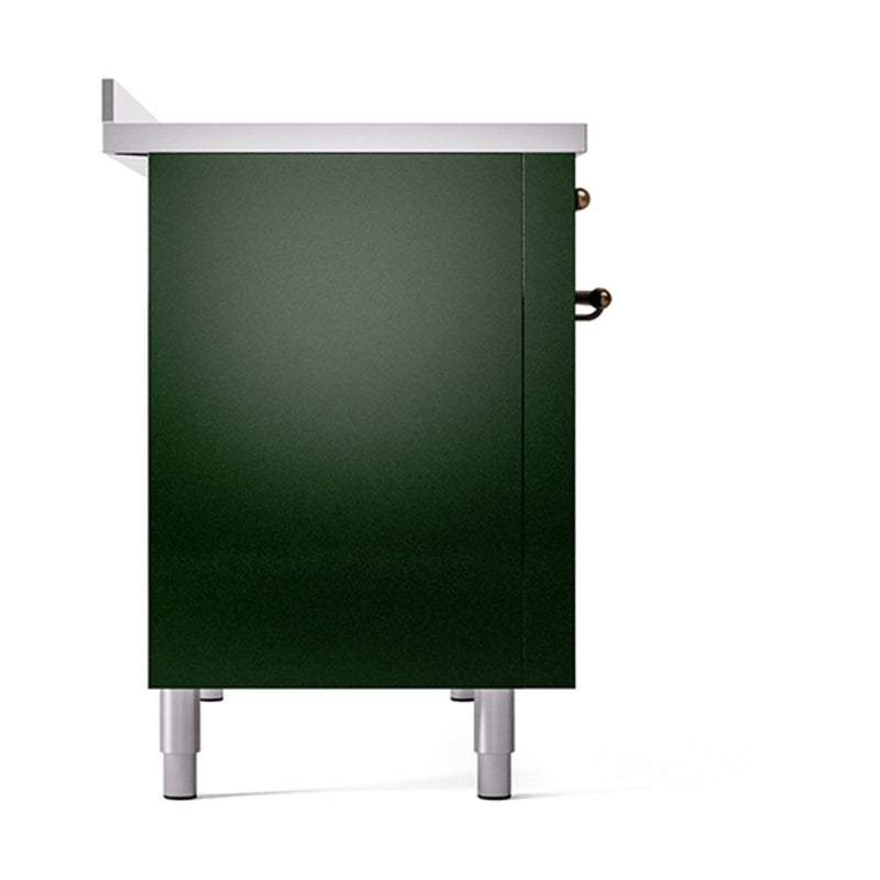 ILVE Nostalgie II Noblesse 48-Inch Induction Range with Solid Door Oven in Emerald Green with Bronze Trim (UNI486QNMPEGB)