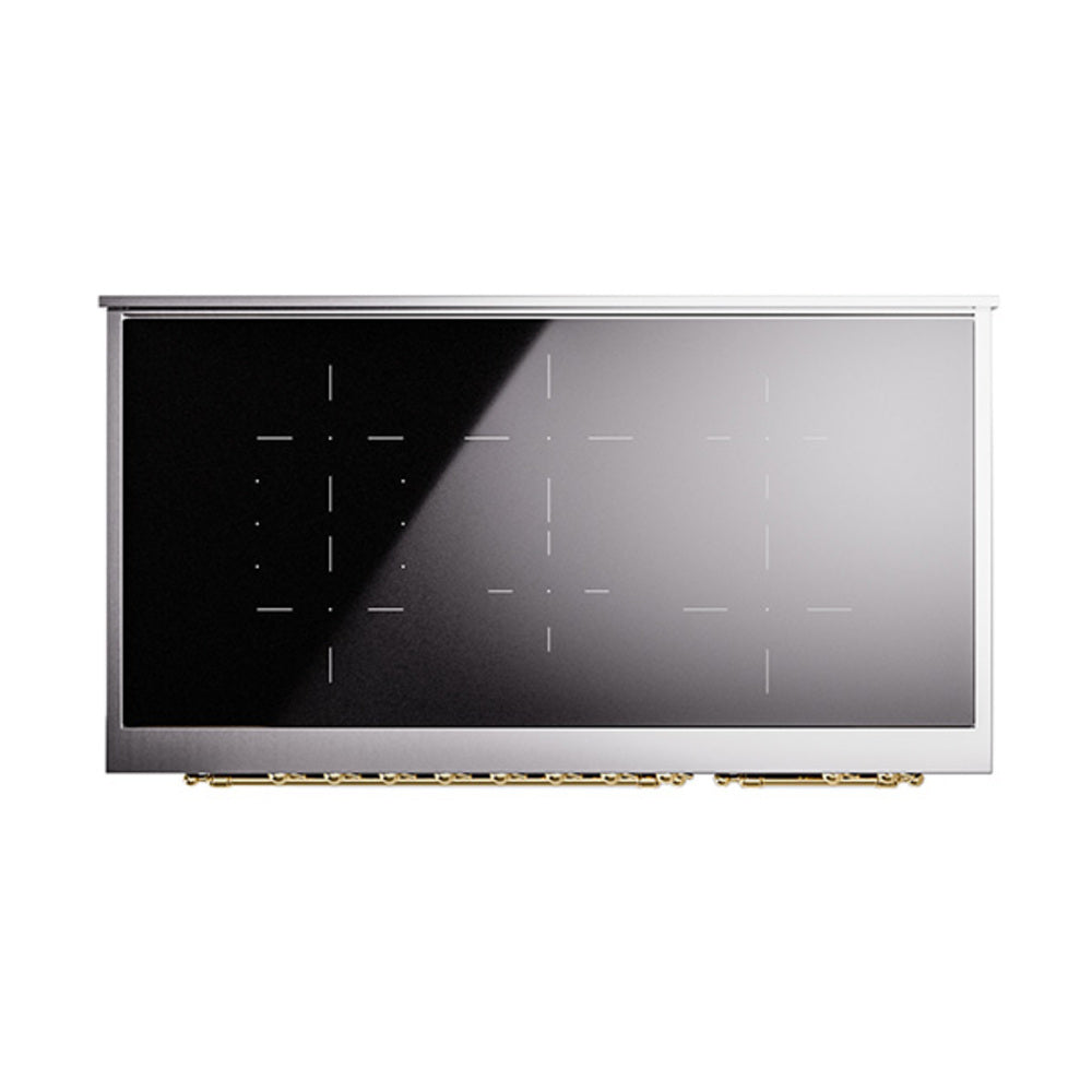 Midnight blue induction cooktop with glossy black glass and control panel