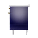 ILVE Nostalgie II Noblesse 48-Inch Induction Range with Solid Door Oven in Midnight Blue with Brass Trim (UNI486QNMPMBG)