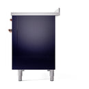 ILVE Nostalgie II Noblesse 48-Inch Induction Range with Solid Door Oven in Midnight Blue with Copper Trim (UNI486QNMPMBP)