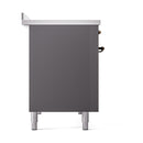 ILVE Nostalgie II Noblesse 48-Inch Induction Range with Solid Door Oven in Matte Graphite with Bronze Trim (UNI486QNMPMGB)