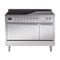 ILVE Nostalgie II Noblesse 48-Inch Induction Range with Solid Door Oven in Stainless Steel with Chrome Trim (UNI486QNMPSSC)