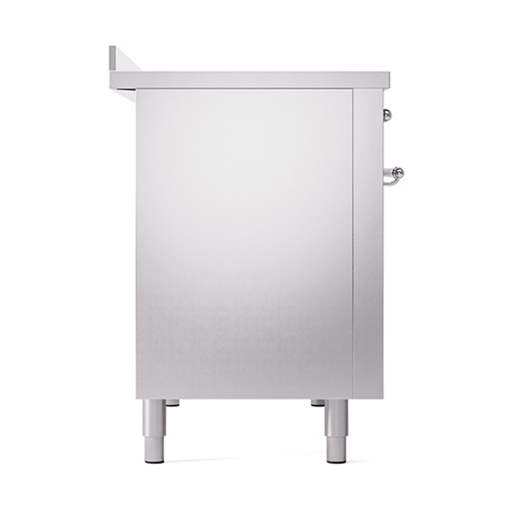 Stainless steel oven base with chrome trim and adjustable leveling feet