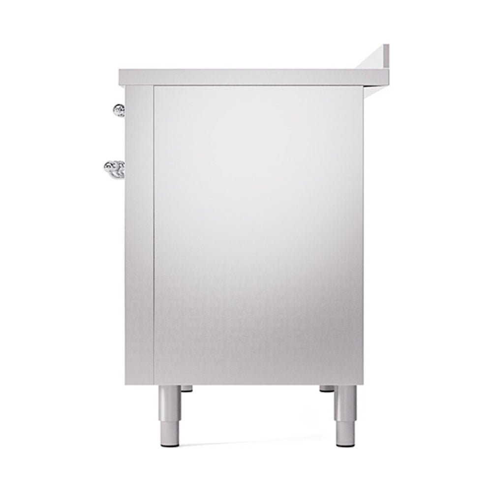 Stainless steel oven side panel with chrome trim and adjustable leveling feet