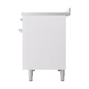 ILVE Nostalgie II Noblesse 48-Inch Induction Range with Solid Door Oven in White with Chrome Trim (UNI486QNMPWHC)