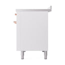 ILVE Nostalgie II Noblesse 48-Inch Induction Range with Solid Door Oven in White with Copper Trim (UNI486QNMPWHP)