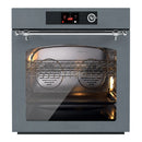 ILVE Nostalgie II 30-Inch Pyrolytic Single Wall Oven with 4.4 Cu. Ft. Capacity in Blue Grey with Chrome Trim (UOV30NTPYBGC)