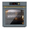 ILVE Nostalgie II 30-Inch Pyrolytic Single Wall Oven with 4.4 Cu. Ft. Capacity in Blue Grey with Brass Trim (UOV30NTPYBGG)
