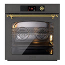 ILVE Nostalgie II 30-Inch Pyrolytic Single Wall Oven with 4.4 Cu. Ft. Capacity in Graphite Matte with Brass Trim (UOV30NTPYMGG)
