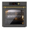 ILVE Nostalgie II 30-Inch Pyrolytic Single Wall Oven with 4.4 Cu. Ft. Capacity in Graphite Matte with Brass Trim (UOV30NTPYMGG)