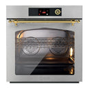 ILVE Nostalgie II 30-Inch Pyrolytic Single Wall Oven with 4.4 Cu. Ft. Capacity in Stainless Steel with Brass Trim (UOV30NTPYSSG)