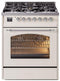 ILVE Nostalgie II 30-Inch Dual Fuel Freestanding Range in Antique White with Chrome Trim (UP30NMPAWC)