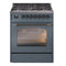 ILVE Nostalgie II 30-Inch Freestanding Natural Gas Dual Fuel Range in Blue Grey with Bronze Trim (UP30NMPBGB)
