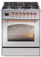 ILVE Nostalgie II 30-Inch Dual Fuel Freestanding Range in Stainless Steel with Copper Trim (UP30NMPSSP)