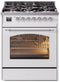 ILVE Nostalgie II 30-Inch Dual Fuel Freestanding Range in White with Chrome Trim (UP30NMPWHC)