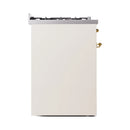 ILVE Nostalgie II 30-Inch Freestanding Natural Gas Dual Fuel Range in Antique White with Brass Trim (UP30NMPAWG)