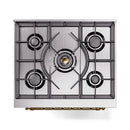 ILVE Nostalgie II 30-Inch Freestanding Natural Gas Dual Fuel Range in Antique White with Brass Trim (UP30NMPAWG)