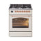 ILVE Nostalgie II 30-Inch Freestanding Natural Gas Dual Fuel Range in Antique White with Copper Trim (UP30NMPAWP)