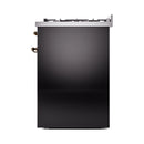 ILVE Nostalgie II 30-Inch Freestanding Natural Gas Dual Fuel Range in Glossy Black with Bronze Trim (UP30NMPBKB)