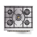 ILVE Nostalgie II 30-Inch Freestanding Natural Gas Dual Fuel Range in Glossy Black with Bronze Trim (UP30NMPBKB)