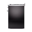 ILVE Nostalgie II 30-Inch Freestanding Natural Gas Dual Fuel Range in Glossy Black with Chrome Trim (UP30NMPBKC)