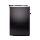 ILVE Nostalgie II 30-Inch Freestanding Natural Gas Dual Fuel Range in Glossy Black with Chrome Trim (UP30NMPBKC)