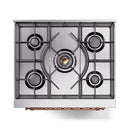 ILVE Nostalgie II 30-Inch Freestanding Propane Gas Dual Fuel Range in Glossy Black with Copper Trim (UP30NMPBKPLP)