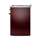 ILVE Nostalgie II 30-Inch Freestanding Natural Gas Dual Fuel Range in Burgundy with Bronze Trim (UP30NMPBUB)