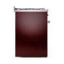 ILVE Nostalgie II 30-Inch Dual Fuel Freestanding Range in Burgundy with Chrome Trim (UP30NMPBUC)