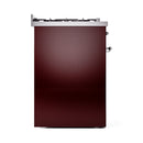 ILVE Nostalgie II 30-Inch Freestanding Natural Gas Dual Fuel Range in Burgundy with Chrome Trim (UP30NMPBUC)