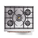 ILVE Nostalgie II 30-Inch Freestanding Natural Gas Dual Fuel Range in Burgundy with Copper Trim (UP30NMPBUP)