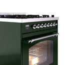 ILVE Nostalgie II 30-Inch Freestanding Natural Gas Dual Fuel Range in Emerald Green with Chrome Trim (UP30NMPEGC)
