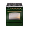 ILVE Nostalgie II 30-Inch Freestanding Natural Gas Dual Fuel Range in Emerald Green with Brass Trim (UP30NMPEGG)