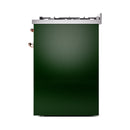ILVE Nostalgie II 30-Inch Freestanding Natural Gas Dual Fuel Range in Emerald Green with Copper Trim (UP30NMPEGP)