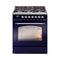 ILVE Nostalgie II 30-Inch Dual Fuel Freestanding Range in Midnight Blue with Chrome Trim (UP30NMPMBC)