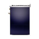 ILVE Nostalgie II 30-Inch Freestanding Natural Gas Dual Fuel Range in Midnight Blue with Brass Trim (UP30NMPMBG)