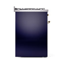 ILVE Nostalgie II 30-Inch Freestanding Natural Gas Dual Fuel Range in Midnight Blue with Brass Trim (UP30NMPMBG)