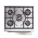 ILVE Nostalgie II 30-Inch Freestanding Natural Gas Dual Fuel Range in Midnight Blue with Brass Trim (UP30NMPMBG)